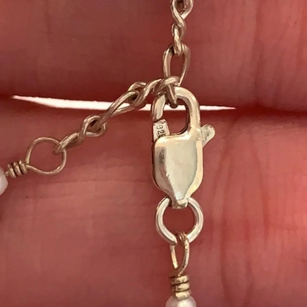 Sterling silver natural pearls art glass pendant